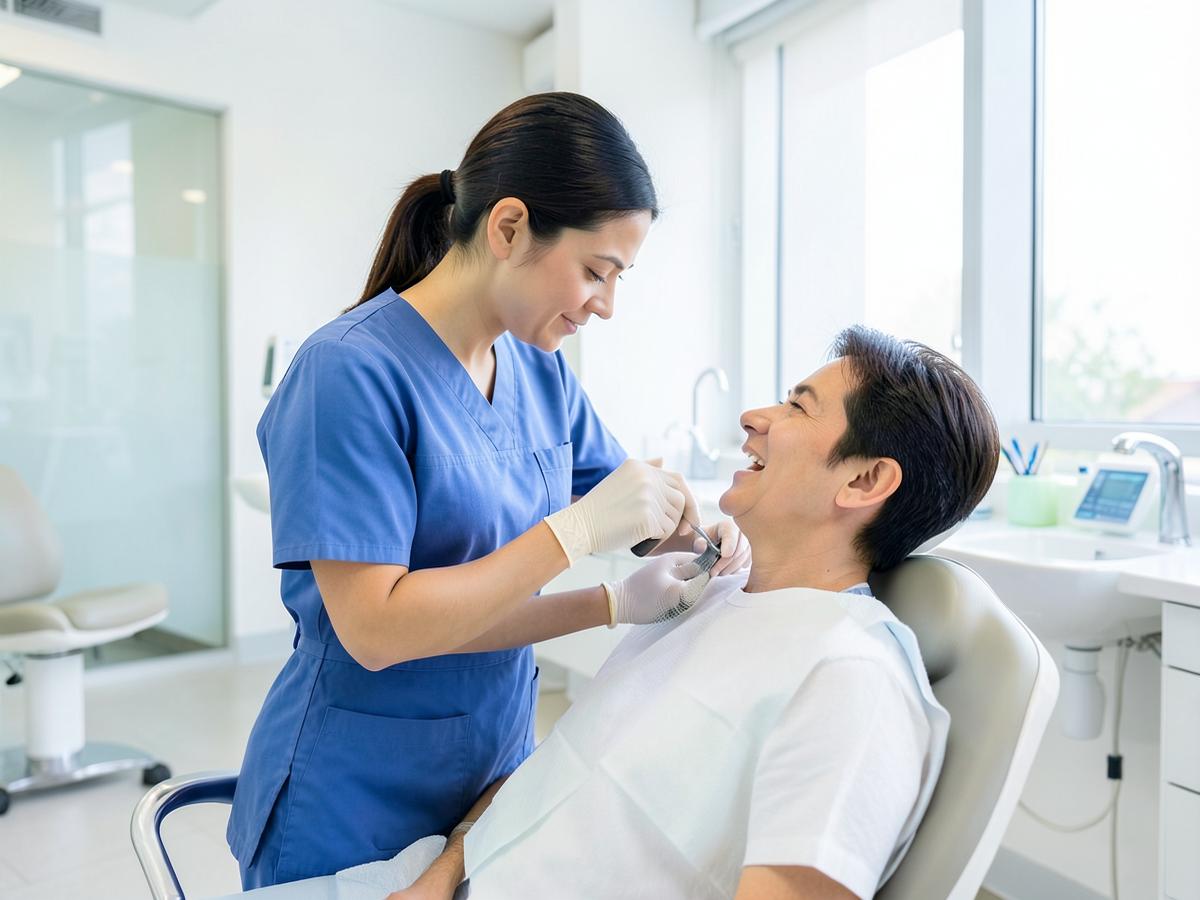 Hygienist carrying out a scale and polish