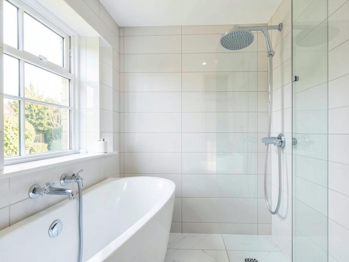 A newly fitted bathroom with rainfall shower